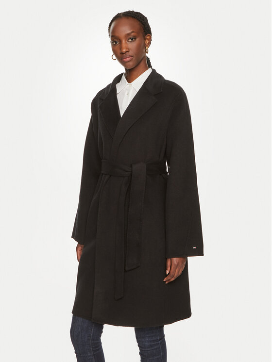 Női Gyapjú kabát Tommy Hilfiger, Méret: 38, Fekete, WW0WW43603