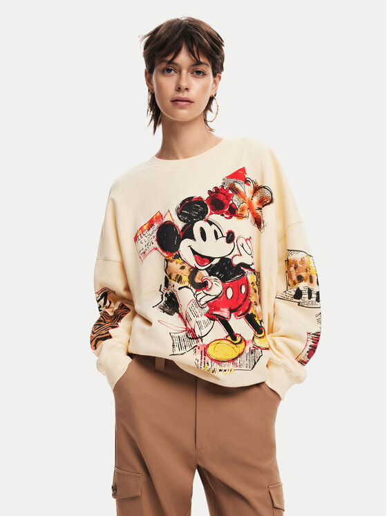 Női Pulóver Desigual, Méret: M, Bézs, Mickey 24WWSK35