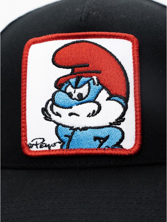 Smerfy Smerfy Czapka z daszkiem Trucker Czarna Smerfy Papa Smerf Patch uni Czarny