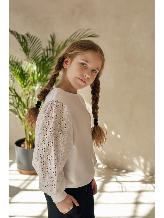 SLY SLY Bluzka 5S-109A Biały Comfortable Fit