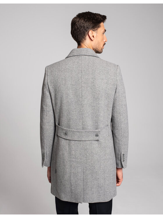 Borgio Borgio Płaszcz wełniany bolognetta Szary Slim Fit
