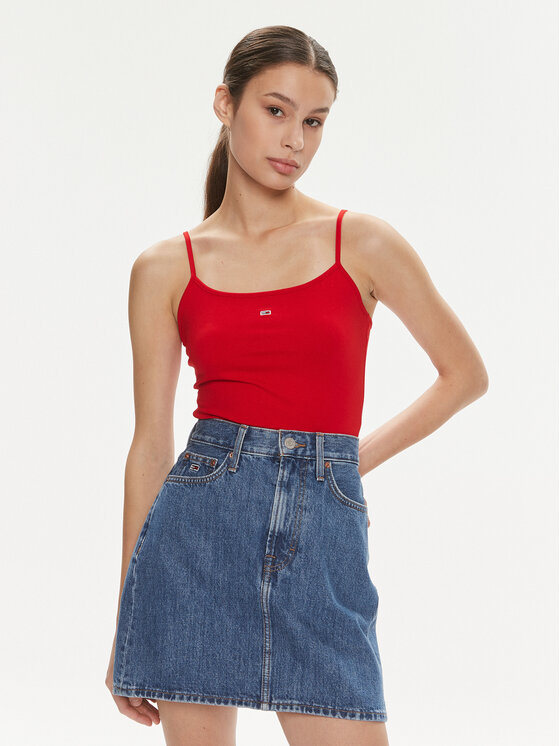 Tommy Jeans Tommy Jeans Top Essential DW0DW17381 Rot Slim Fit