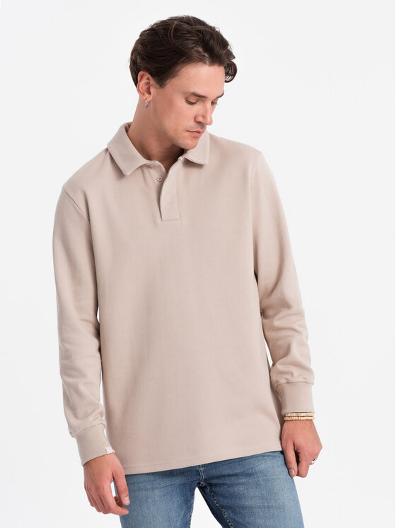 Ombre Ombre Mikina OM-SSNZ-0149 Béžová Regular Fit