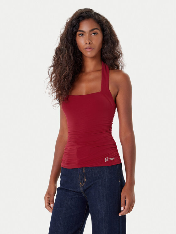 Guess Guess Top W5YP28 KACM2 Roșu Regular Fit