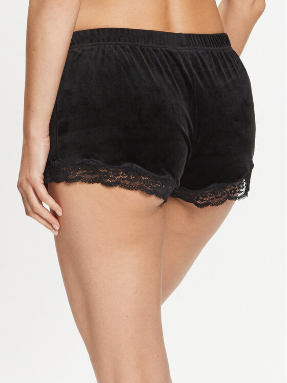 Hunkemöller Hunkemöller Kratke pidžama hlače Scallop 169177 Crna Feminine Fit