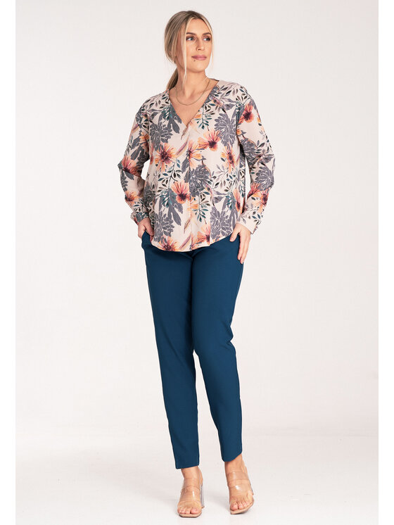 FIGL FIGL Spodnie damskie M1072 Granatowy Regular Fit