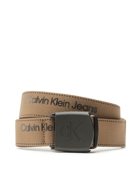 Calvin Klein Jeans Moški pas Plaque Logo Webbing Belt 38Mm K50K510473 Khaki