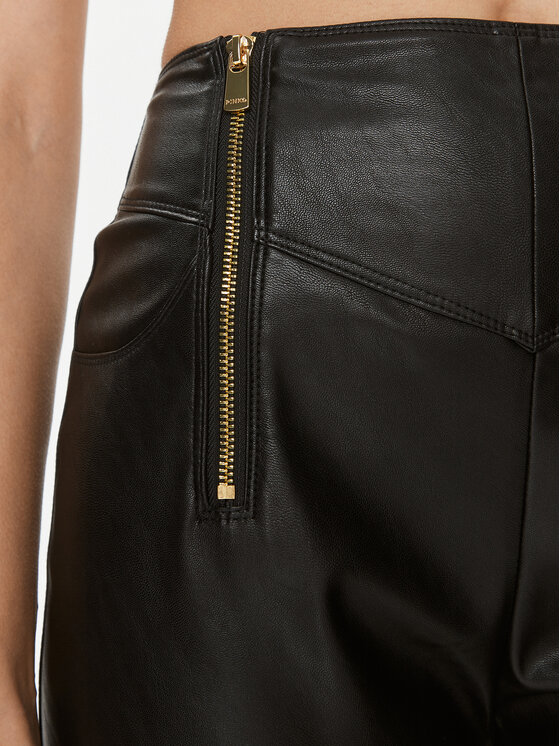PINKO Pinko Pantaloni din imitație de piele Paragas 102299 7105 Negru Wide Leg