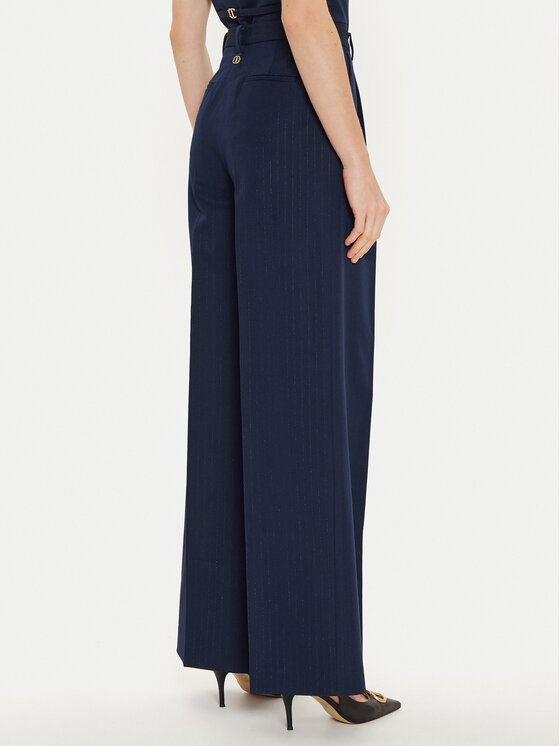 TWINSET TWINSET Kalhoty z materiálu 242TP2151 Tmavomodrá Wide Leg