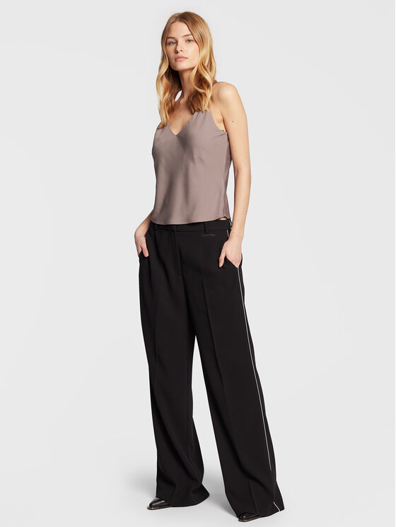 Calvin Klein Calvin Klein Pantaloni di tessuto Crepe Tipping K20K205519 Nero Relaxed Fit