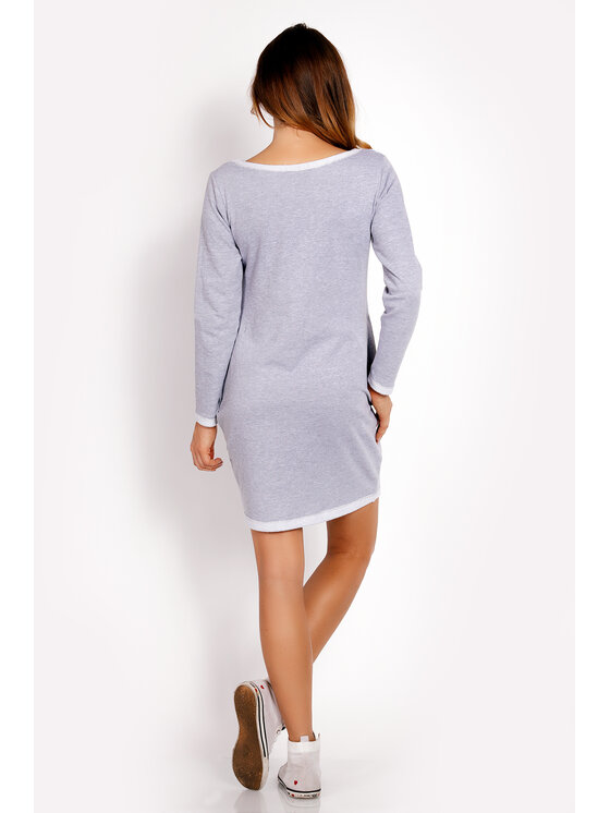 Awama Awama Úpletové šaty L020 Šedá Basic Fit