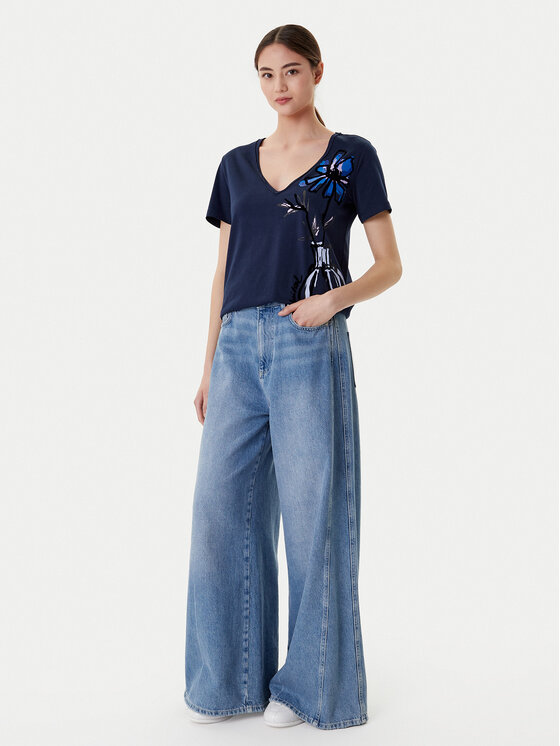 Desigual Desigual Тишърт Dumas 25WWTK28 Тъмносин Regular Fit