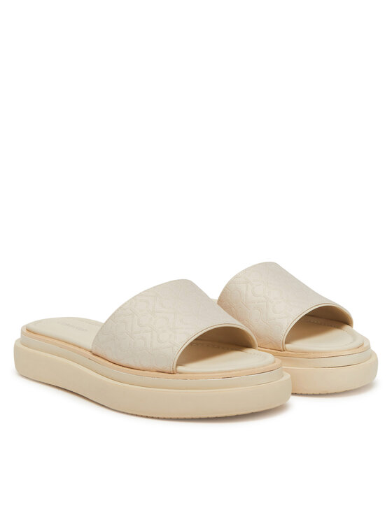Calvin Klein Calvin Klein Şlapi Flatform Slide Jacq HW0HW02461 Écru