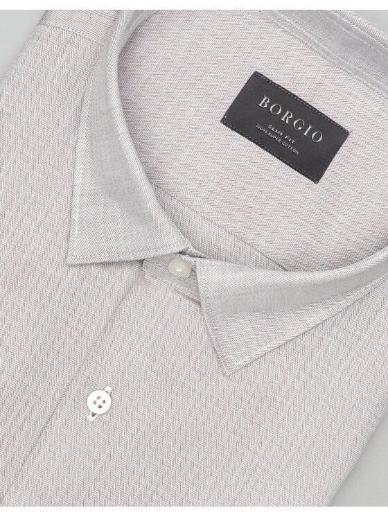 Borgio Borgio Koszula francolise Brązowy Slim Fit
