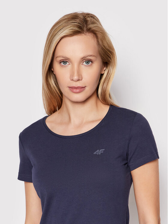 4F 4F T-Shirt H4L22-TSD350 Granatowy Regular Fit