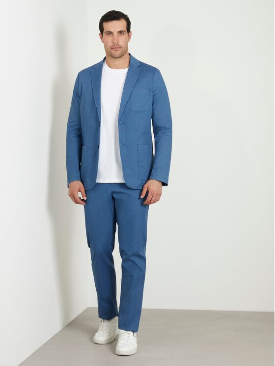 Guess Guess Spodnie materiałowe 164447 Niebieski Regular Fit