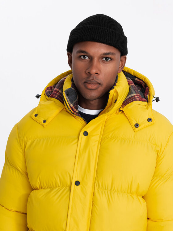 Ombre Ombre Kurtka puchowa OM-JAHP-0205 Żółty Regular Fit
