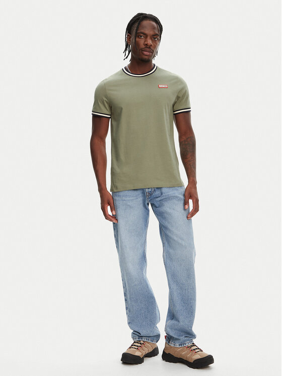 Hunter Hunter Póló Eigg Ringer HARM0032251 Khaki Regular Fit