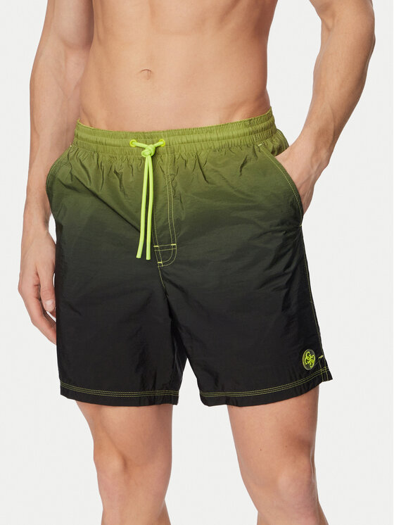 Guess Szorty kąpielowe F6GT19 WN172 Zielony ciemny Regular Fit