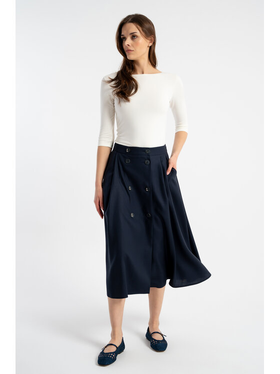 CLICK CLICK Φούστα midi 50-745 Σκούρο μπλε Flare Fit