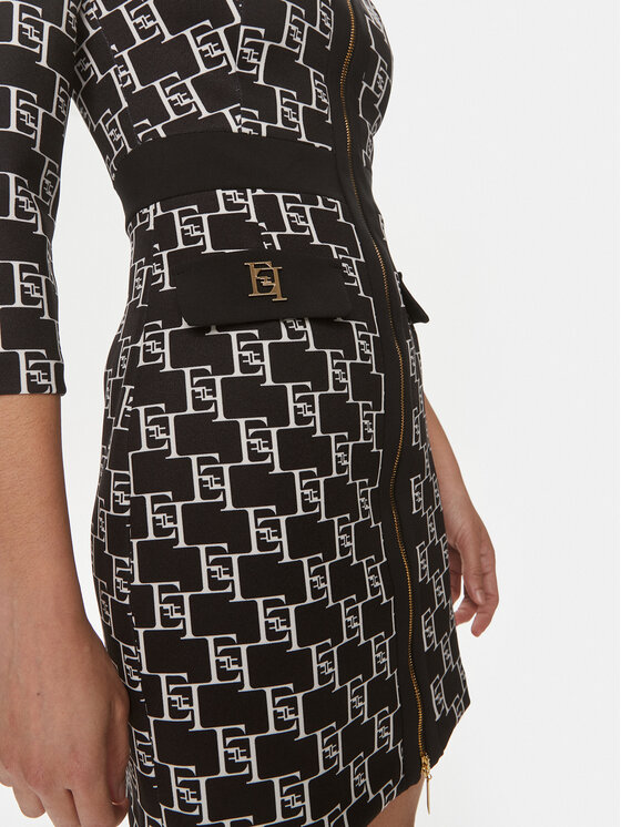 Elisabetta Franchi Elisabetta Franchi Kokteiļkleita AB-533-41E2-V540 Melns Regular Fit