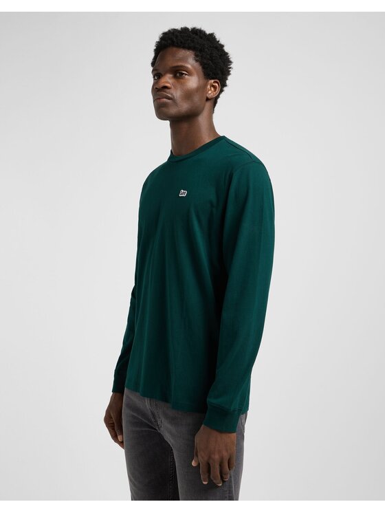 Lee Lee T-Shirt LS PATCH LOGO TEE Zielony Regular Fit
