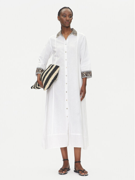 LOLA CASADEMUNT LOLA CASADEMUNT Φόρεμα πουκάμισο LS2516042 Λευκό Relaxed Fit