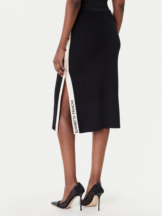 Elisabetta Franchi Elisabetta Franchi Midi sukňa GK-27S-61E2-V340 Čierna Regular Fit