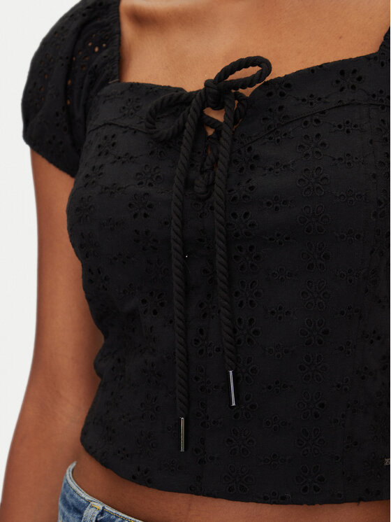 Guess Guess Bluse W5GP13 KCVA1 Schwarz Slim Fit