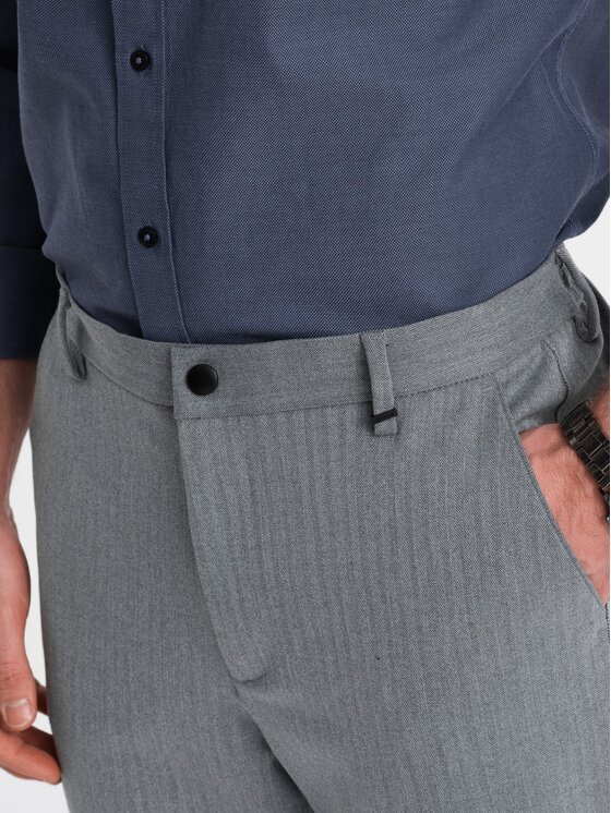 Ombre Ombre Spodnie materiałowe OM-PACP-0158 Szary Chino Fit