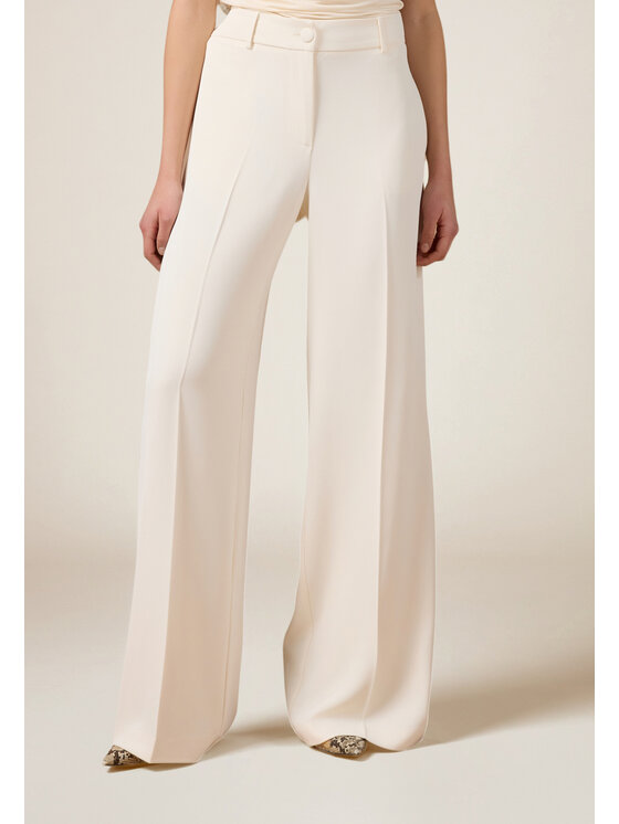 Oltre Oltre Spodnie materiałowe P064R008588N021 Biały Baggy Fit