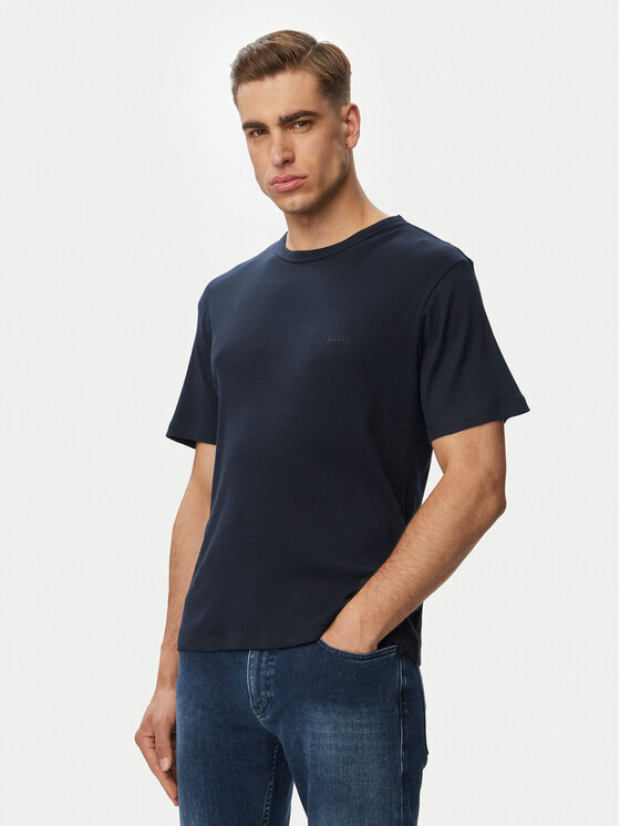 BOSS Tricou Rn 2P Rib 50563886 Albastru Slim Fit