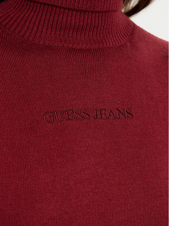 Guess Jeans Guess Jeans Rollkragenpullover W4BR15 Z3HO2 Dunkelrot Regular Fit
