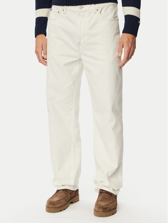 Tommy Hilfiger Blugi River MW0MW43485 Alb Relaxed Fit