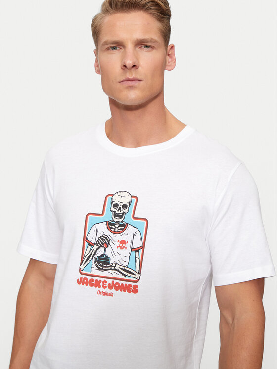 Jack & Jones Jack & Jones T-Shirt Eight Skull 12264841 Biały Standard Fit