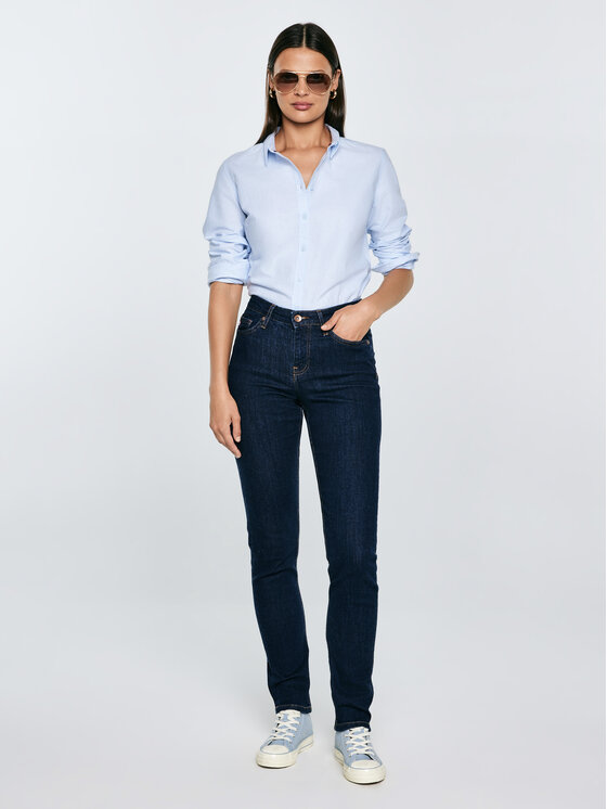 BIG STAR BIG STAR Jeansy KATRINA HIGH WAIST Granatowy Slim Fit