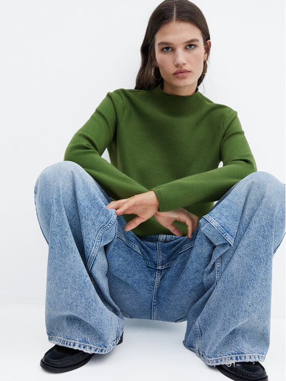 Mango Mango Sweater Chimney 57035794 Zöld Regular Fit
