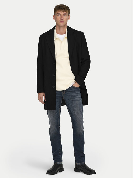 Only & Sons Only & Sons Vuneni kaput 22030864 Crna Regular Fit
