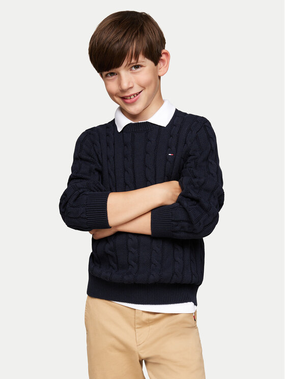 Tommy Hilfiger Pulover Essential KB0KB09418 Bleumarin Regular Fit