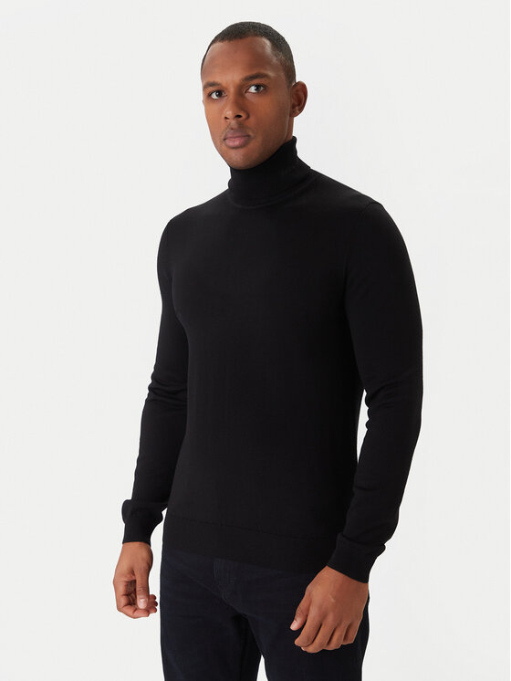 HUGO HUGO Bluză cu gât San Thomas-M 50474174 Negru Slim Fit