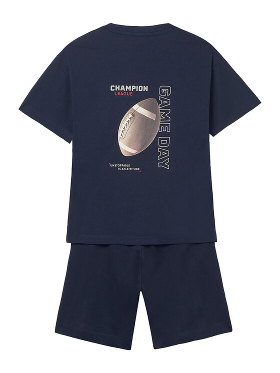 Mayoral Mayoral Komplet t-shirt i spodenki 6689 Granatowy Regular Fit