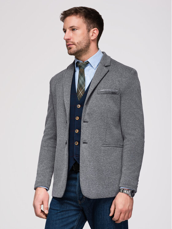 Ombre Ombre Sako M170 Tmavě šedá Slim Fit