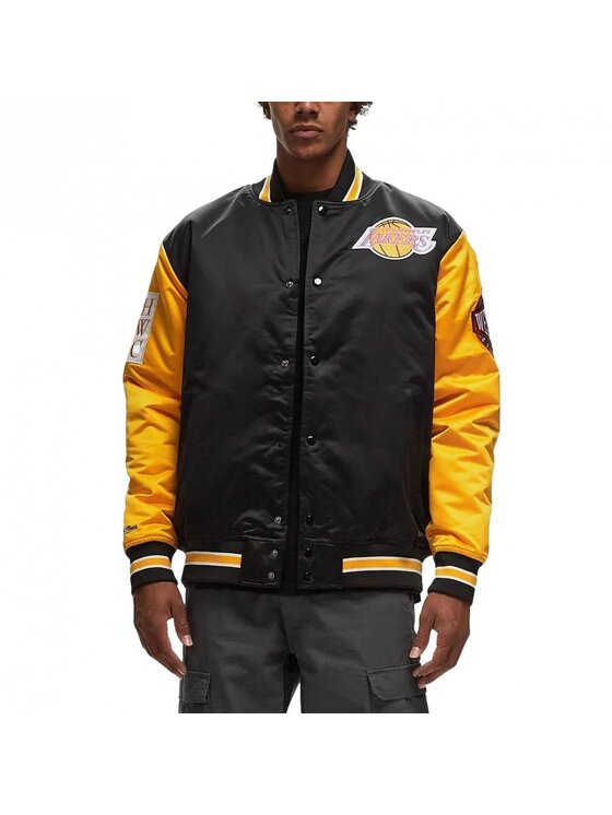 Mitchell & Ness Mitchell & Ness Kurtka zimowa NBA PRIMETIME HEAVYWEIGHT SATIN JACKET VINTAGE LOGO LAKERS Czarny Regular Fit