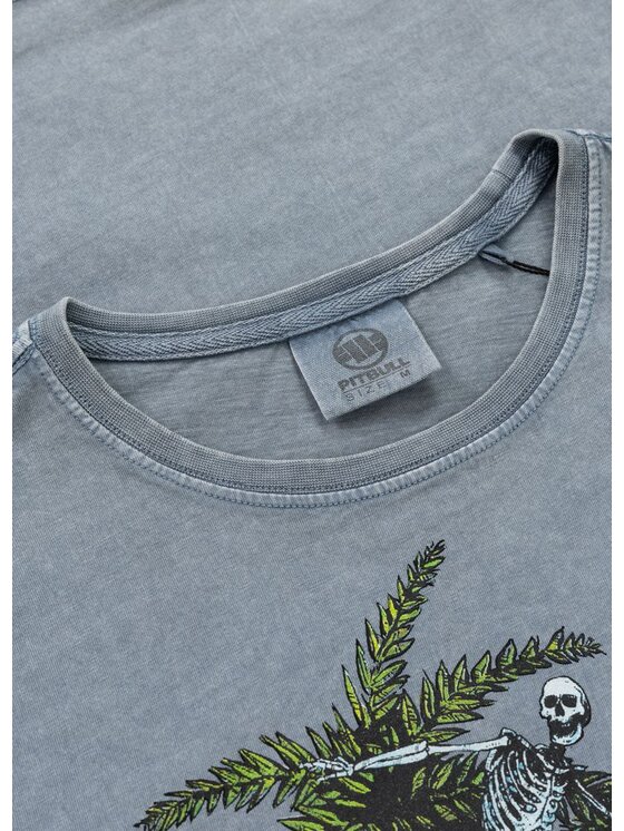 PITBULL PITBULL T-Shirt Denim Washed OPEN BEACH Niebieski jasny Regular Fit