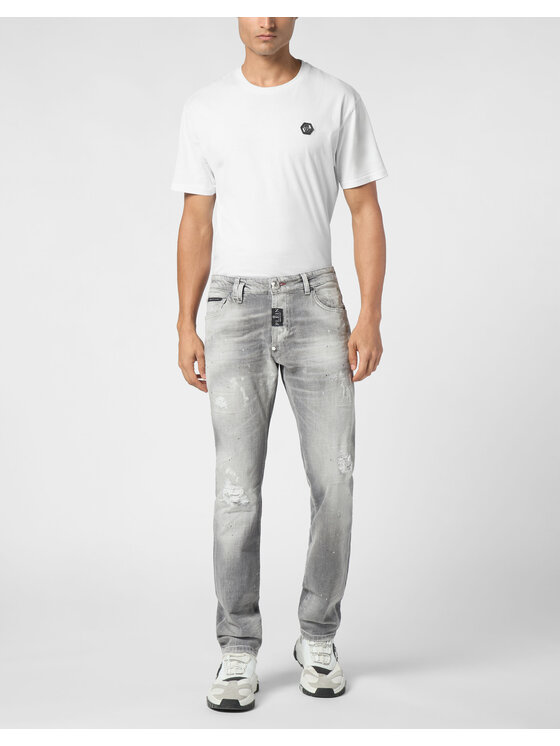 PHILIPP PLEIN PHILIPP PLEIN Džínsy 11555 Sivá Straight Leg