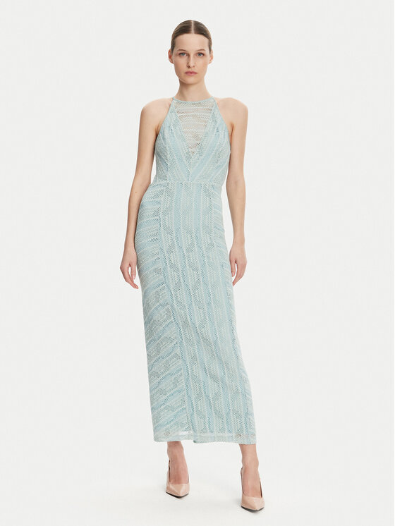 Guess Guess Kokteiļkleita W5GK66 KCT80 Gaiši zils Slim Fit