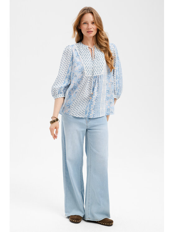 blue shadow blue shadow Bluzka Fani Niebieski Regular Fit