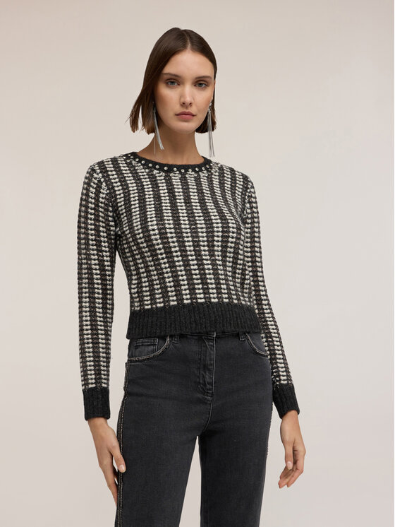 Motivi Motivi Sweter M053W003728N0S1 Czarny Regular Fit