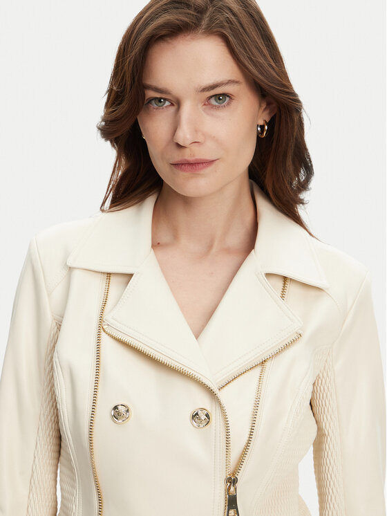 Guess Guess Jakna od imitacije kože W4YL33 K8S30 Écru Regular Fit