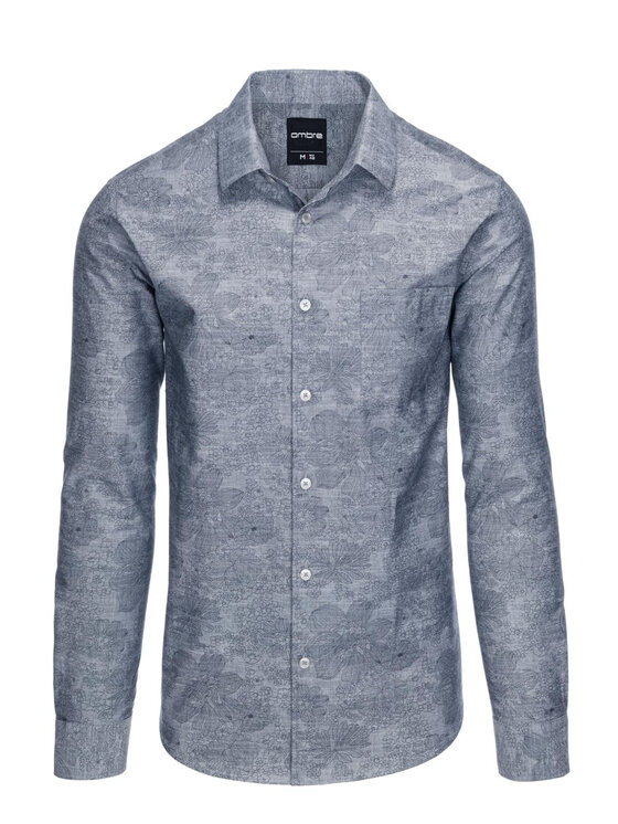 Ombre Ombre Koszula K701 Szary Regular Fit